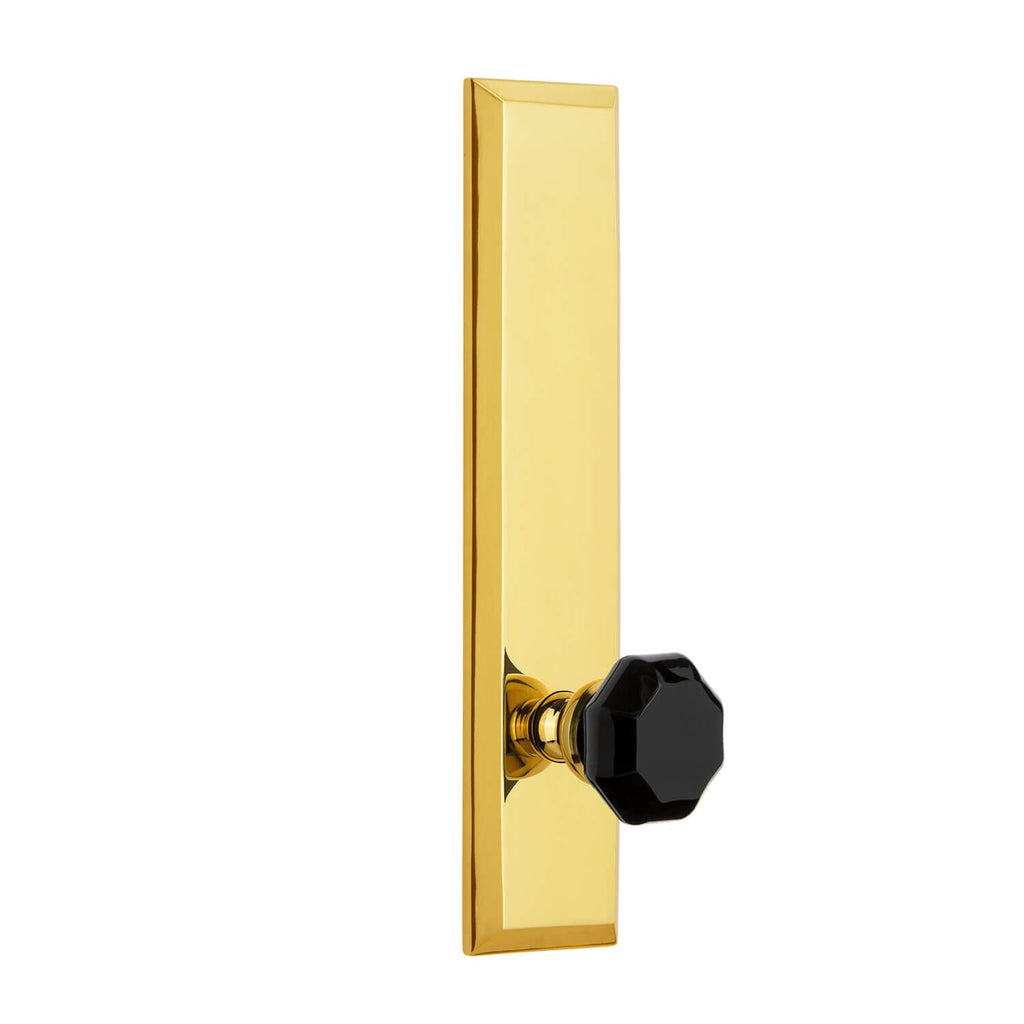 Fifth Avenue Tall Plate with Lyon Knob in Lifetime Brass