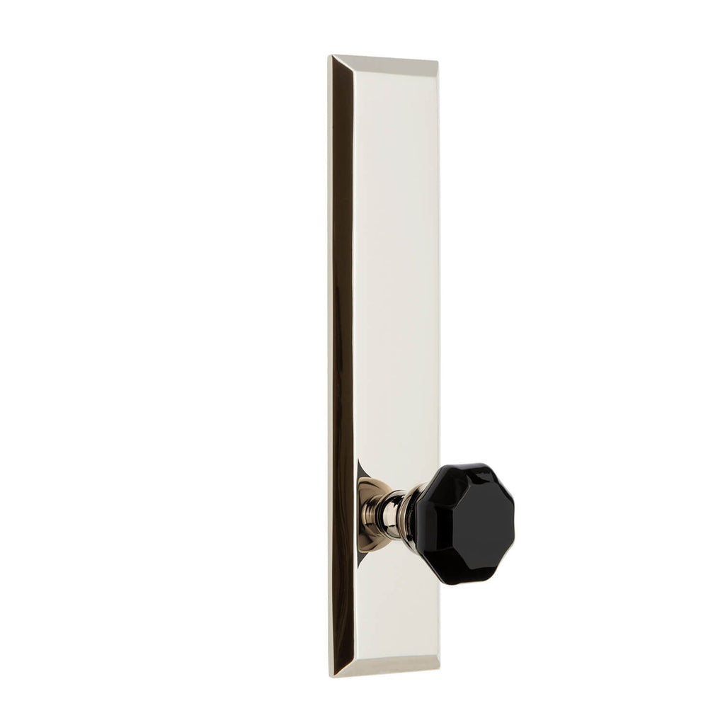 Fifth Avenue Tall Plate with Lyon Knob in Polished Nickel