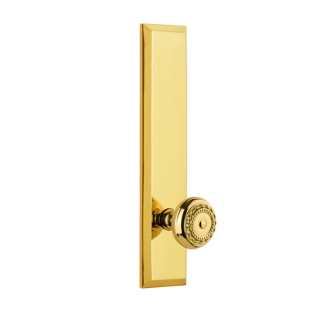 Fifth Avenue Tall Plate with Parthenon Knob in Polished Brass
