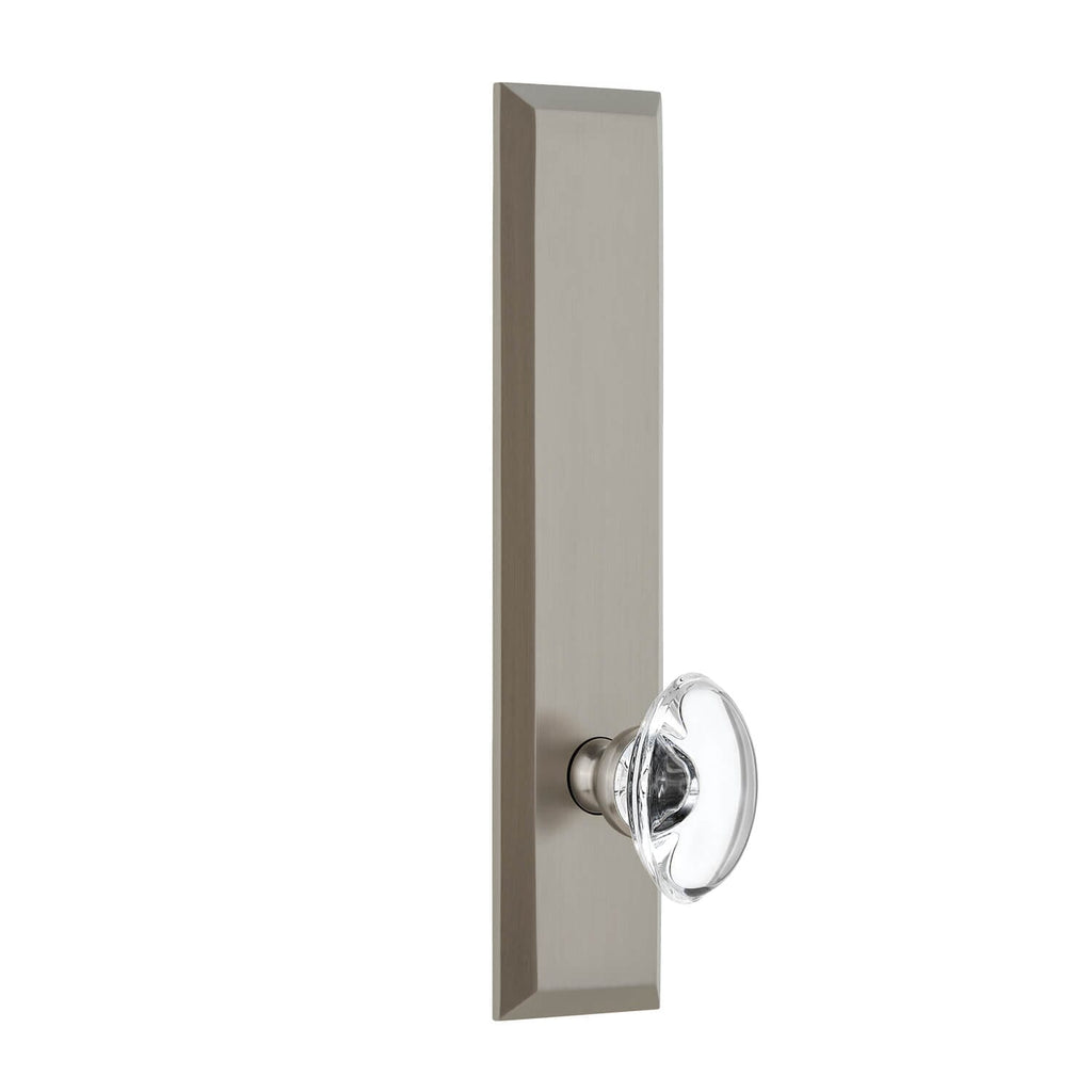 Fifth Avenue Tall Plate with Provence Crystal Knob in Satin Nickel