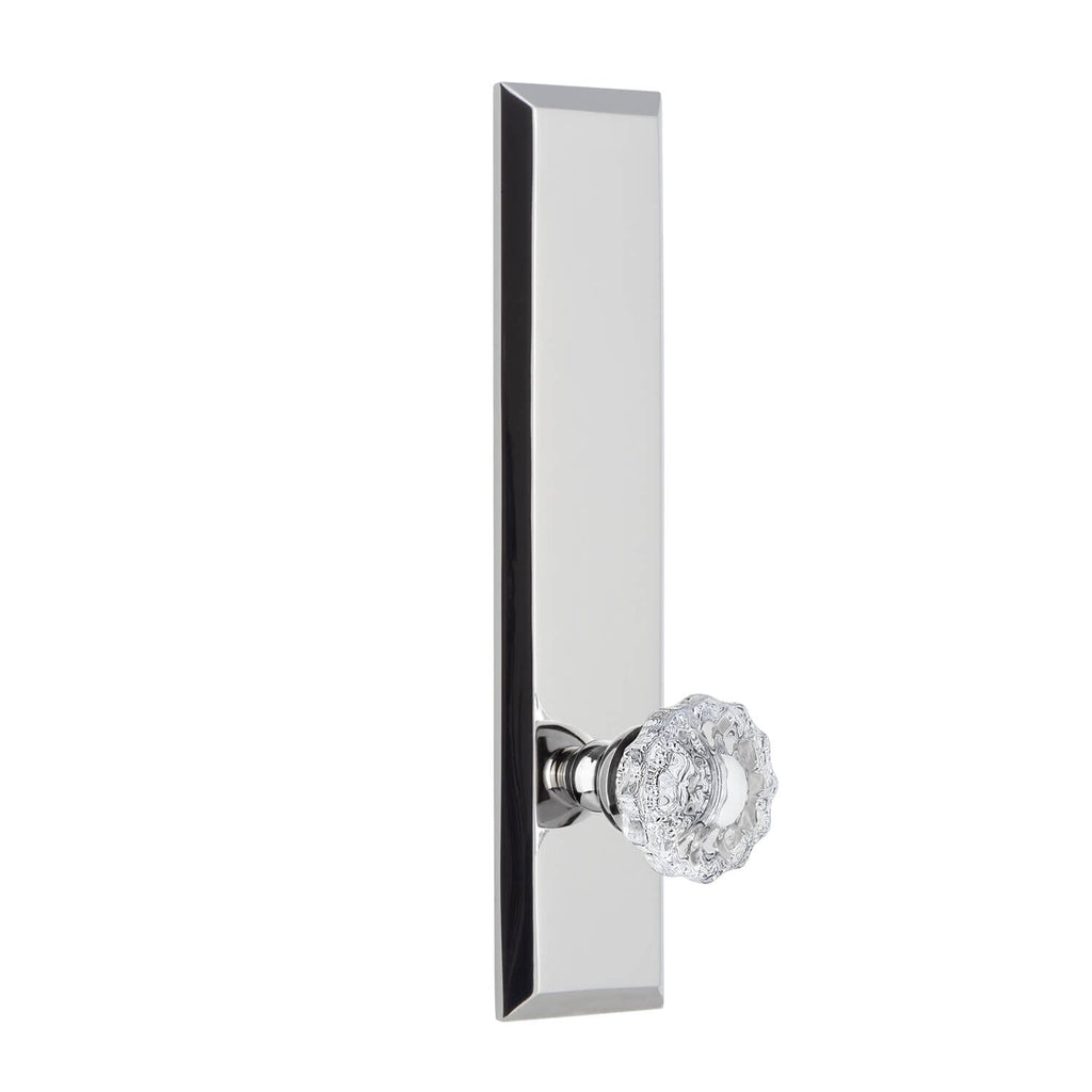 Fifth Avenue Tall Plate with Versailles Crystal Knob in Bright Chrome