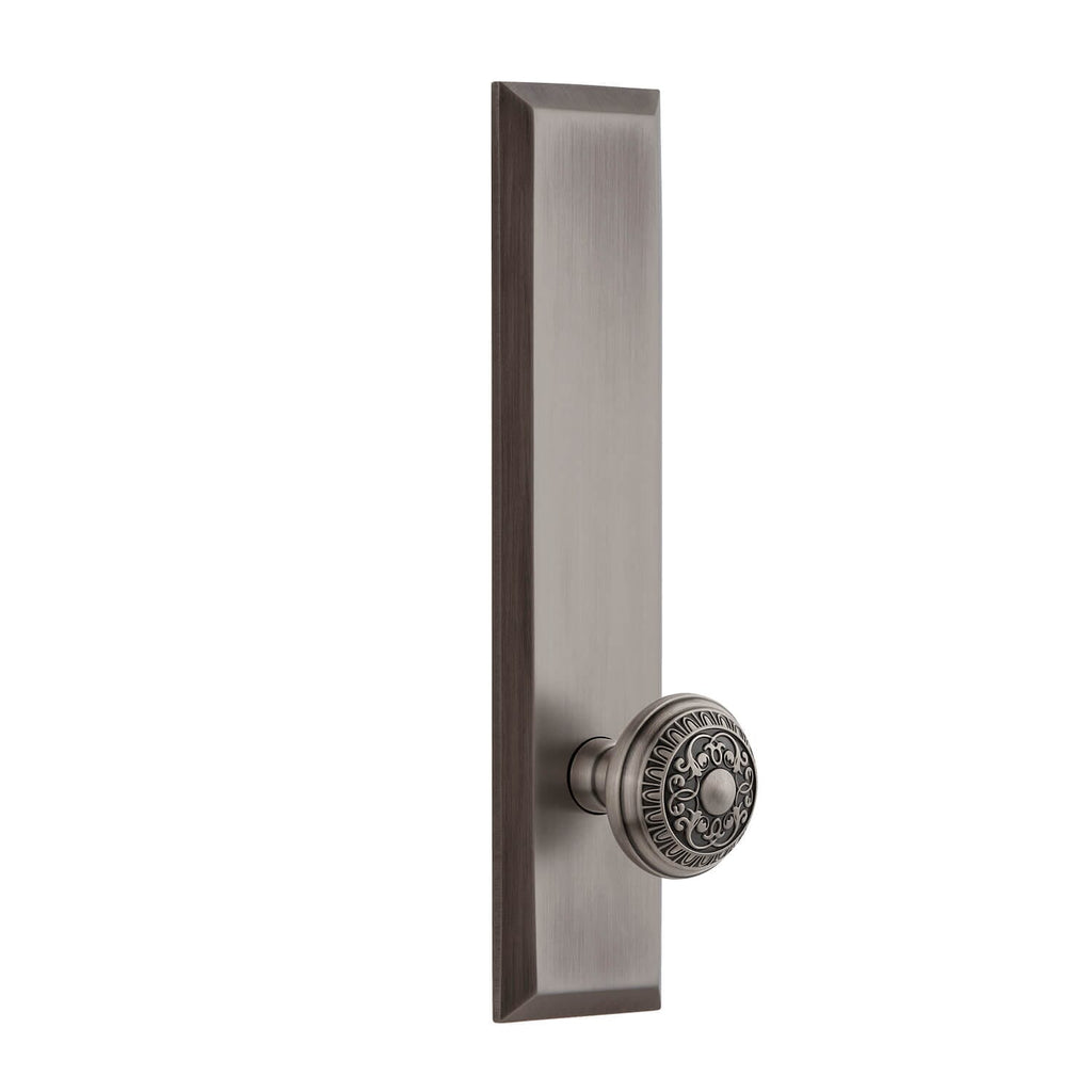 Fifth Avenue Tall Plate with Windsor Knob in Antique Pewter
