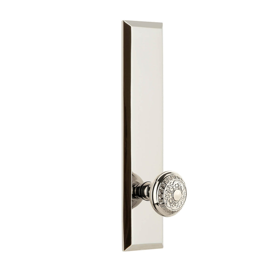 Fifth Avenue Tall Plate with Windsor Knob in Polished Nickel