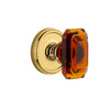 Georgetown Rosette with Baguette Amber Crystal Knob in Polished Brass