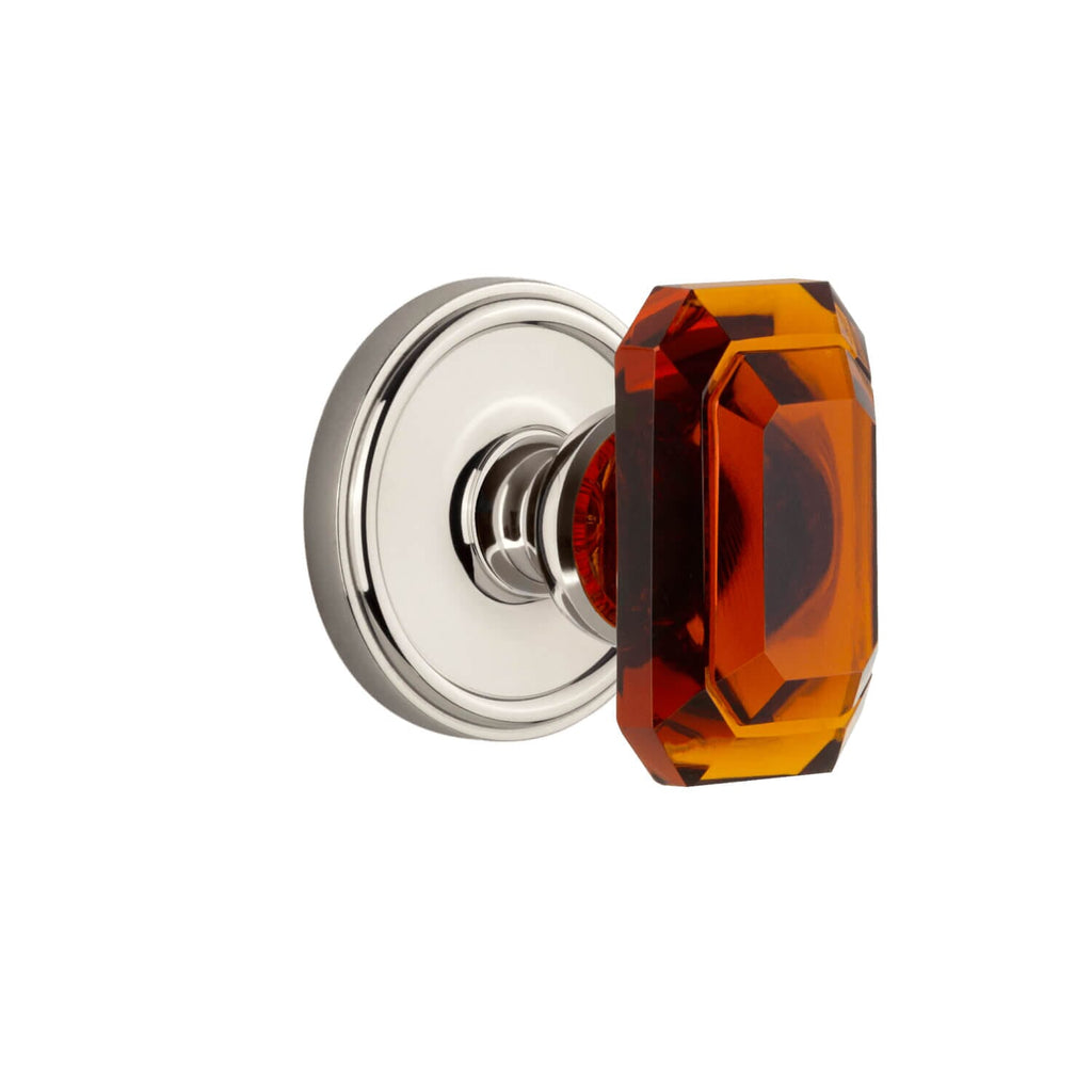 Georgetown Rosette with Baguette Amber Crystal Knob in Polished Nickel