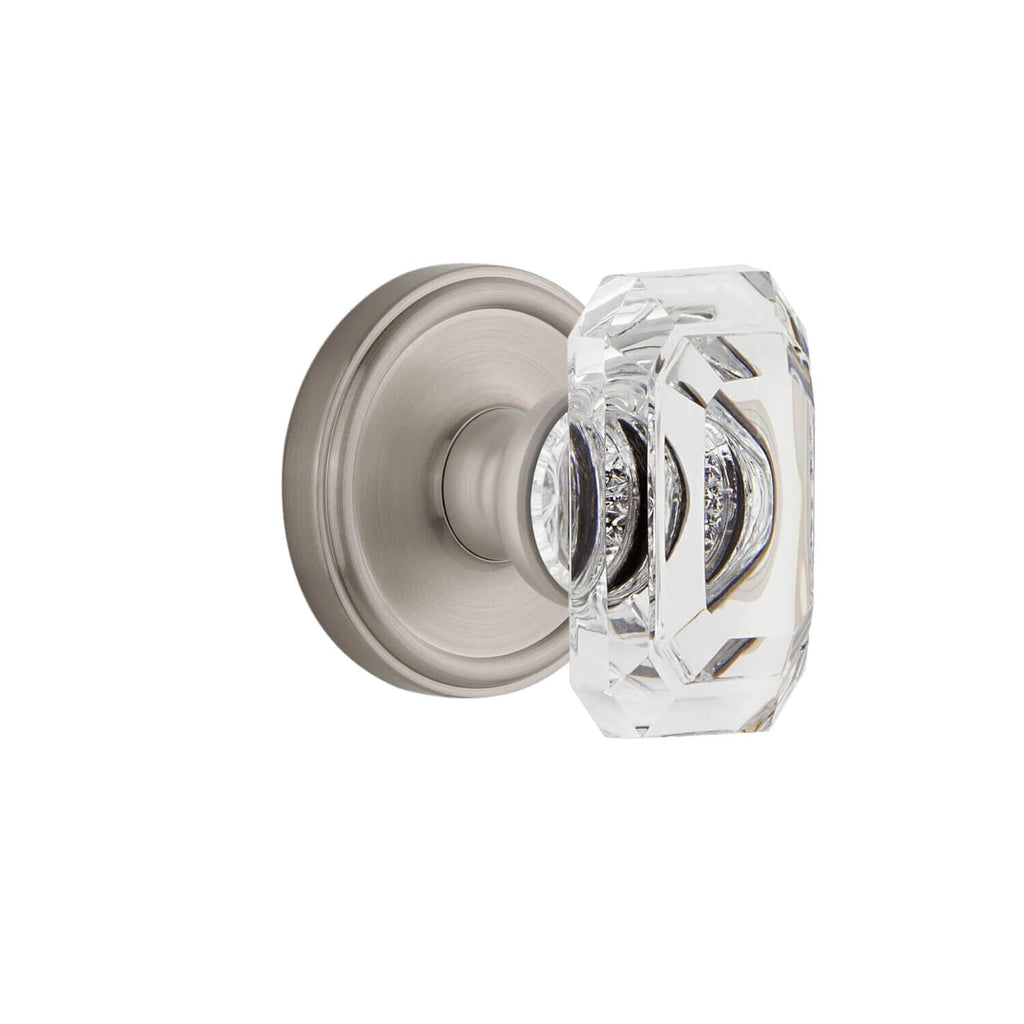 Georgetown Rosette with Baguette Clear Crystal Knob in Satin Nickel