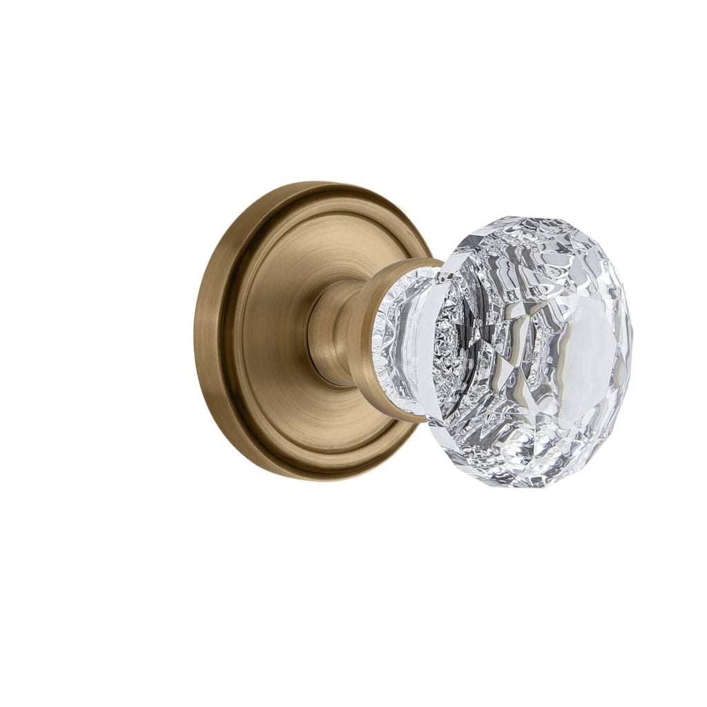 Georgetown Rosette with Brilliant Crystal Knob in Vintage Brass
