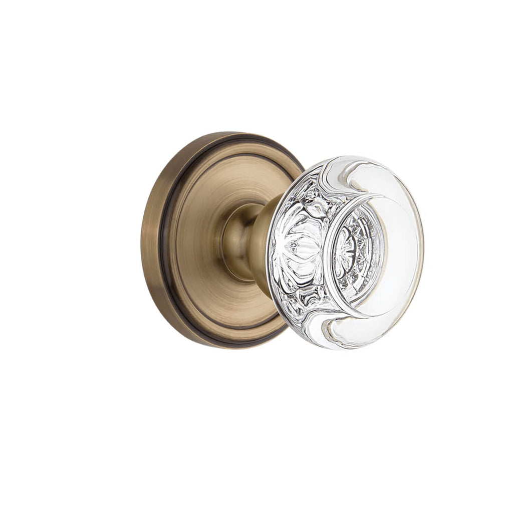 Georgetown Rosette with Bordeaux Crystal Knob in Vintage Brass