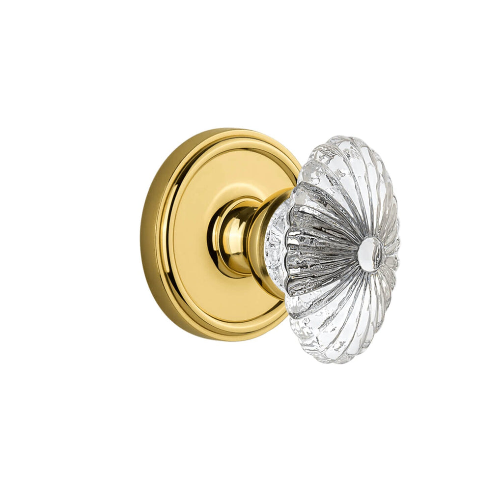 Georgetown Rosette with Burgundy Crystal Knob in Polished Brass
