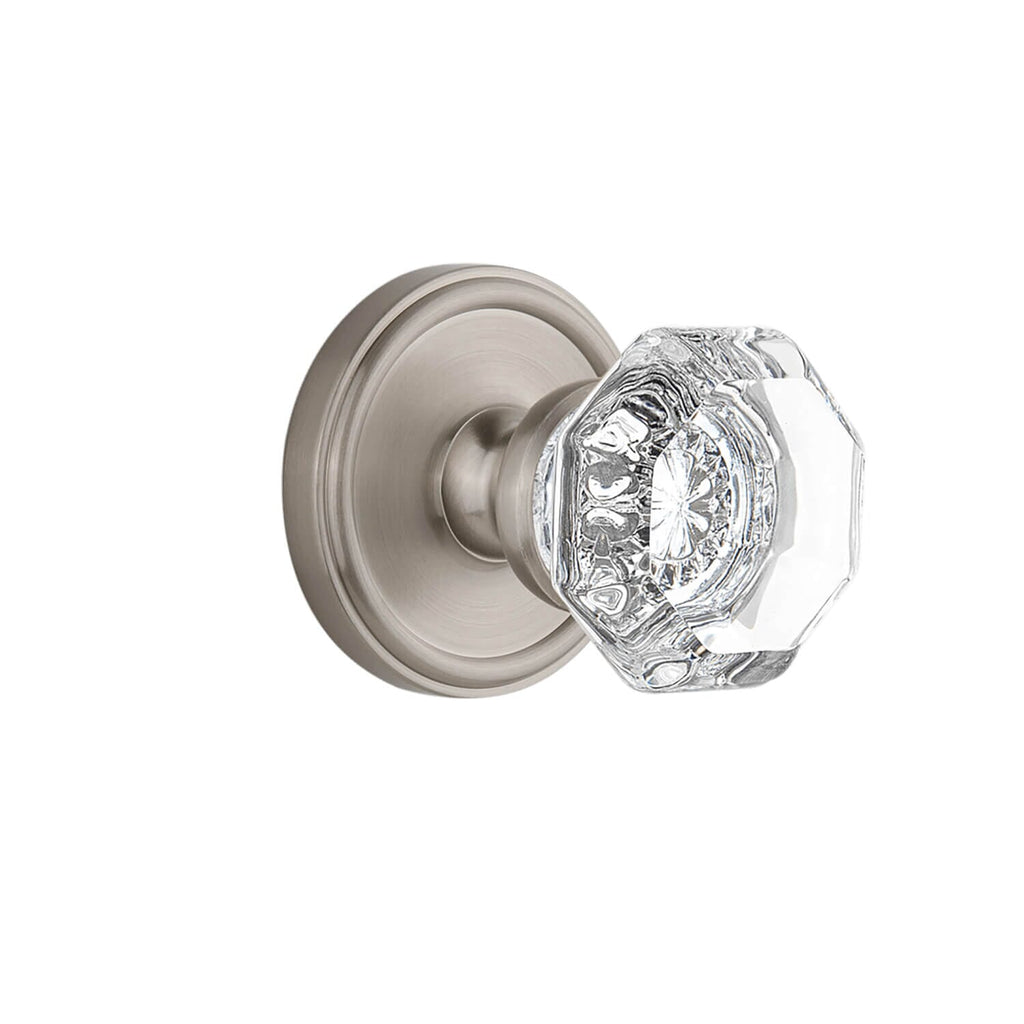 Georgetown Rosette with Chambord Crystal Knob in Satin Nickel