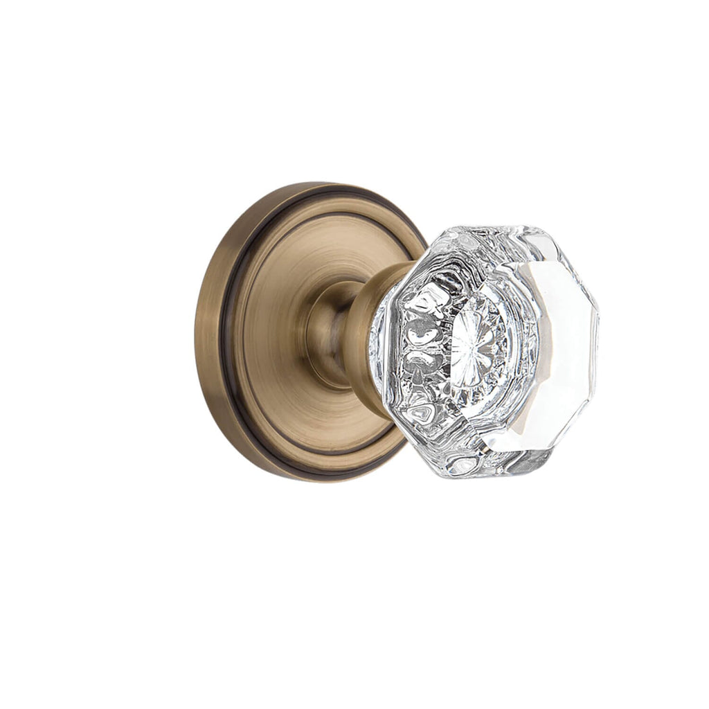 Georgetown Rosette with Chambord Crystal Knob in Vintage Brass