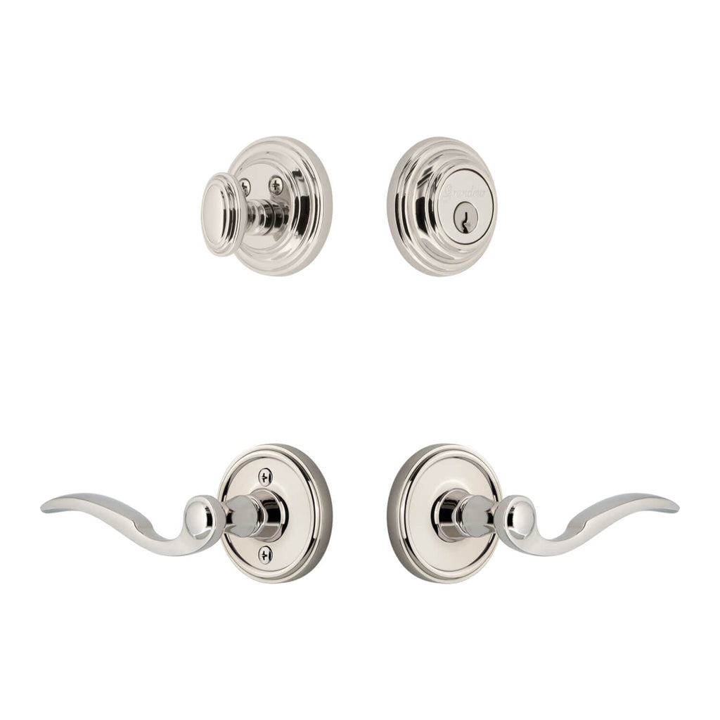 Georgetown Rosette Entry Set with Bellagio Lever in Polished Nickel