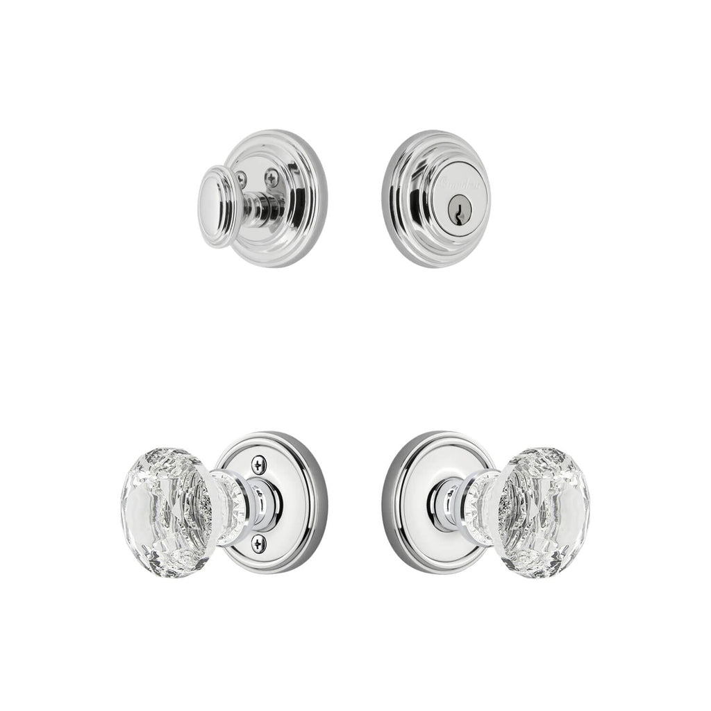 Georgetown Rosette Entry Set with Brilliant Crystal Knob in Bright Chrome