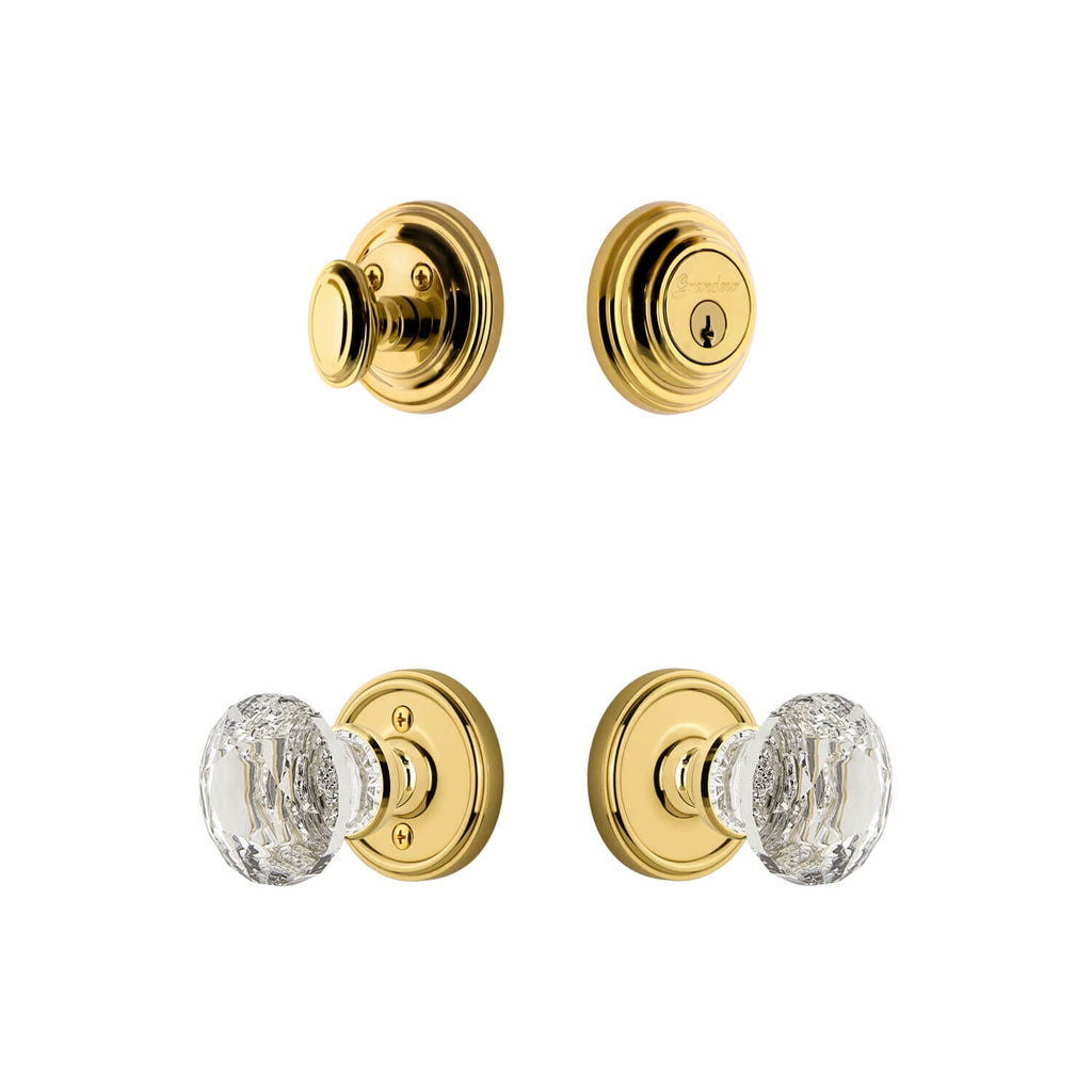 Georgetown Rosette Entry Set with Brilliant Crystal Knob in Lifetime Brass