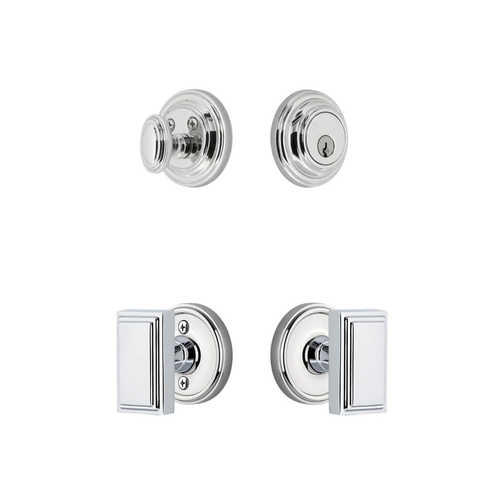 Georgetown Rosette Entry Set with Carre Knob in Bright Chrome