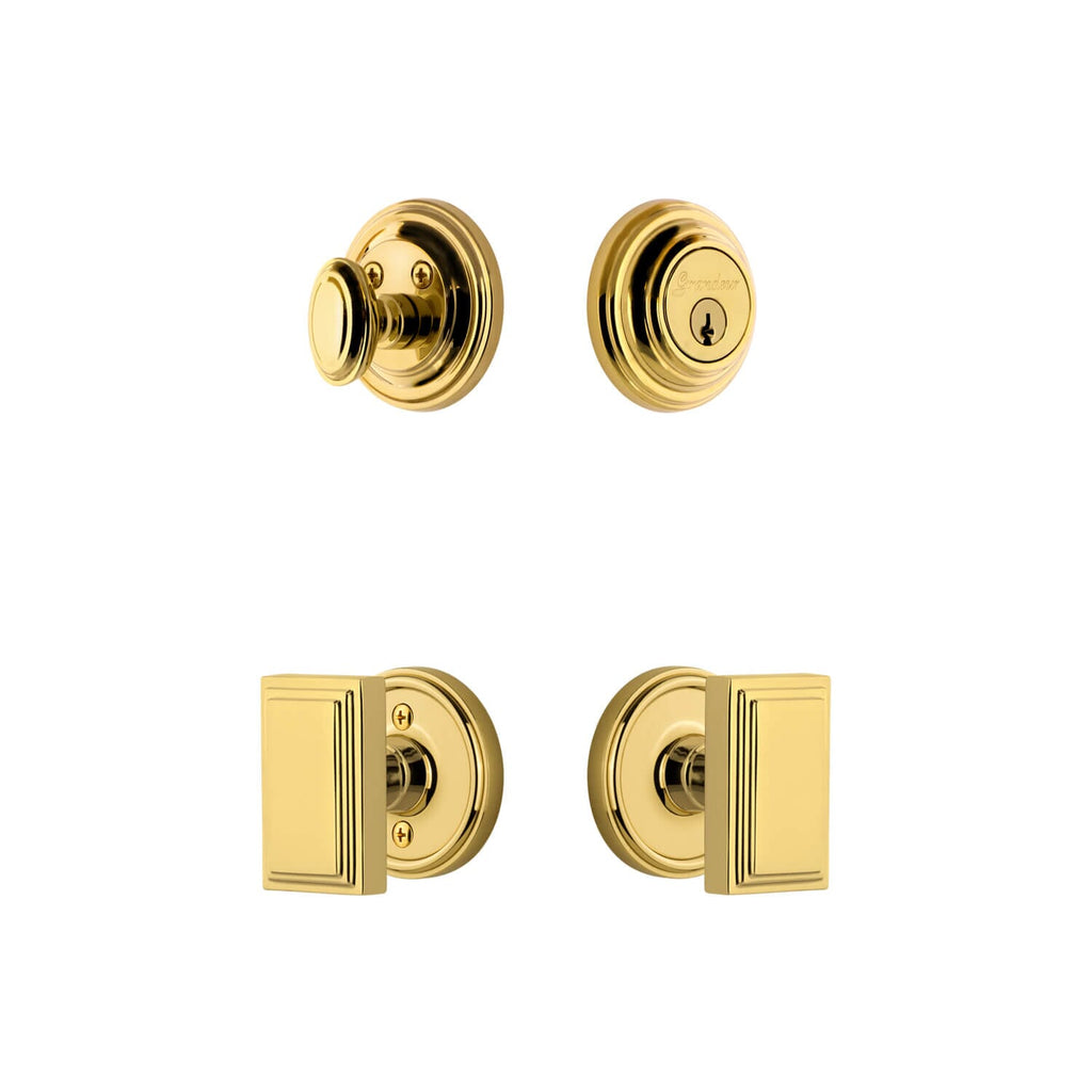Georgetown Rosette Entry Set with Carre Knob in Lifetime Brass