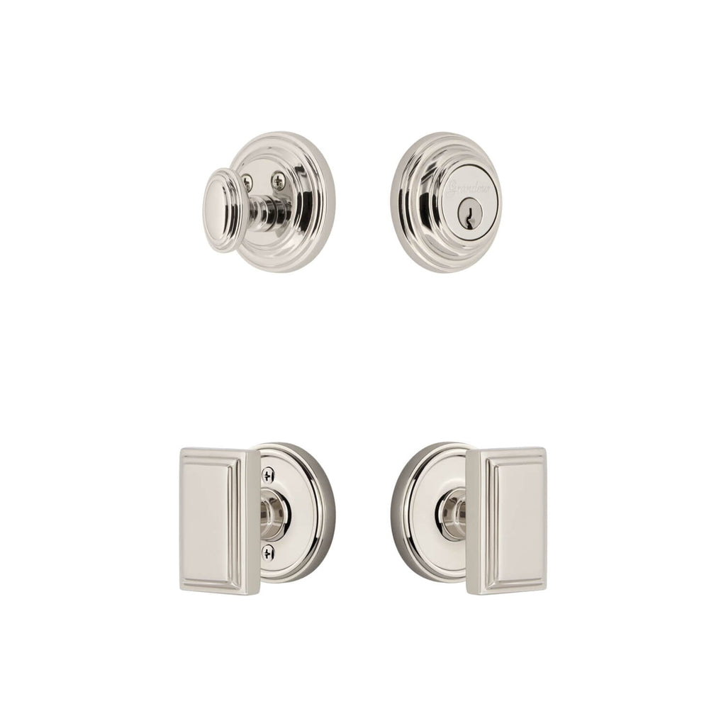 Georgetown Rosette Entry Set with Carre Knob in Polished Nickel