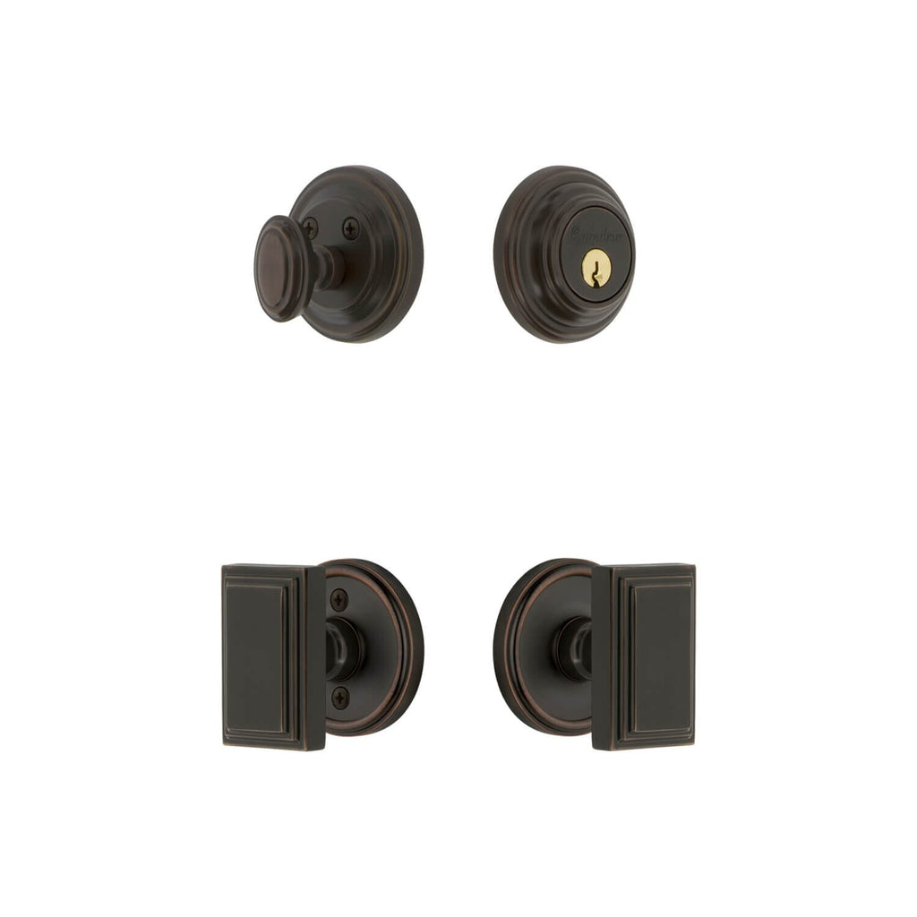 Georgetown Rosette Entry Set with Carre Knob in Timeless Bronze