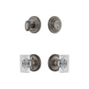 Georgetown Rosette Entry Set with Carre Crystal Knob in Antique Pewter