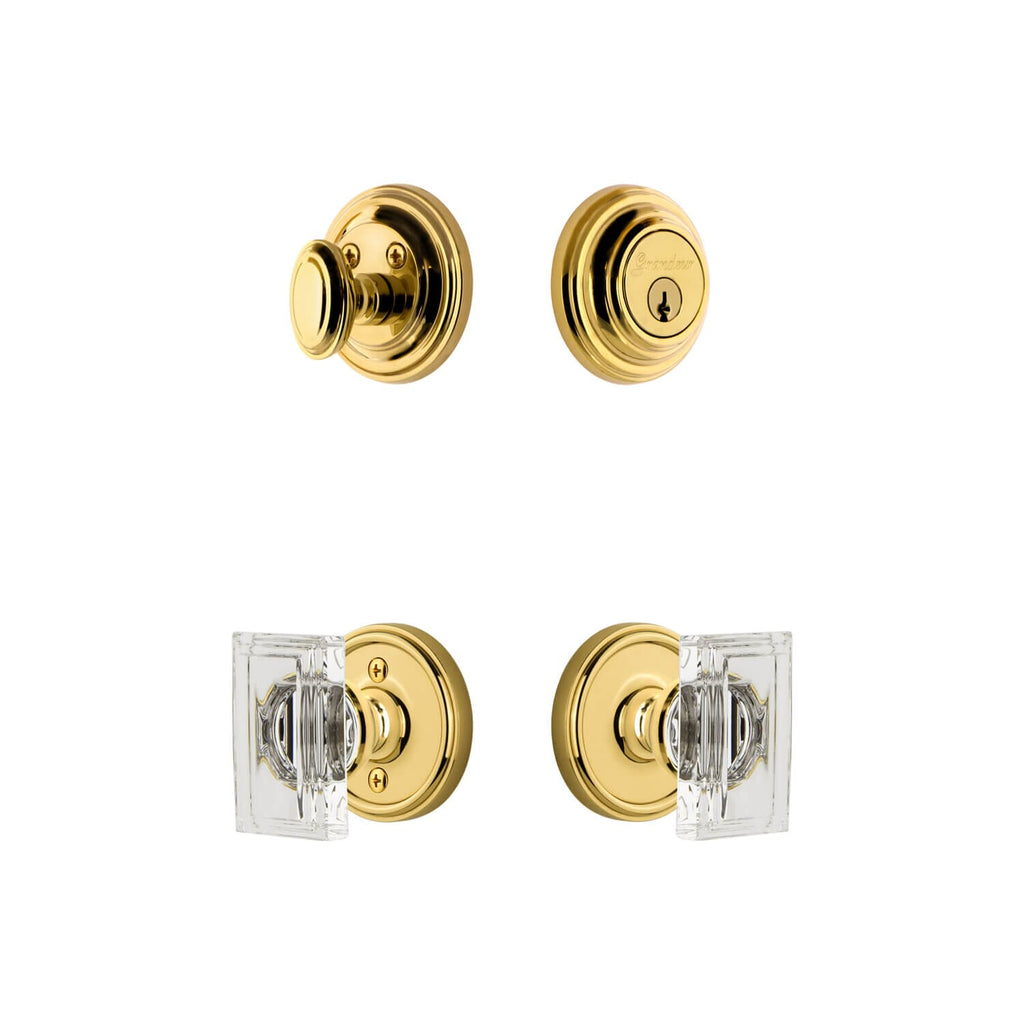 Georgetown Rosette Entry Set with Carre Crystal Knob in Lifetime Brass