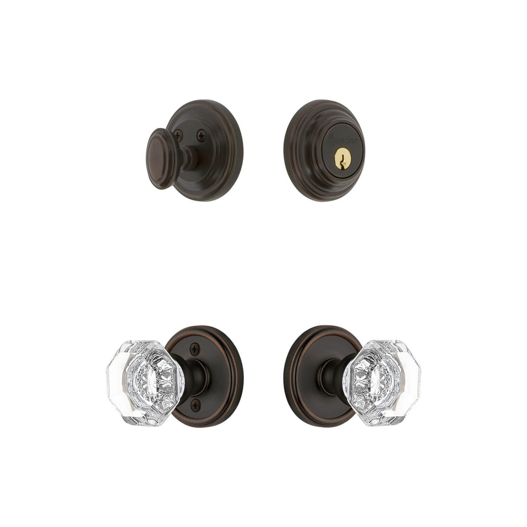 Georgetown Rosette Entry Set with Chambord Crystal Knob in Timeless Bronze