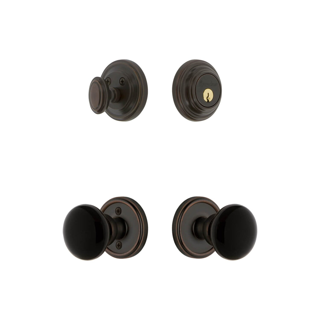 Georgetown Rosette Entry Set with Coventry Knob in Timeless Bronze