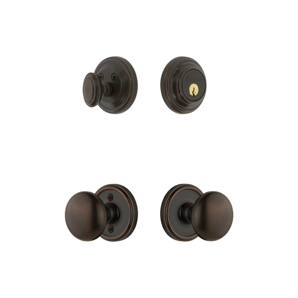 Georgetown Rosette Entry Set with Fifth Avenue Knob in Timeless Bronze