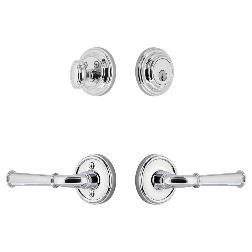 Georgetown Rosette Entry Set with Georgetown Lever in Bright Chrome