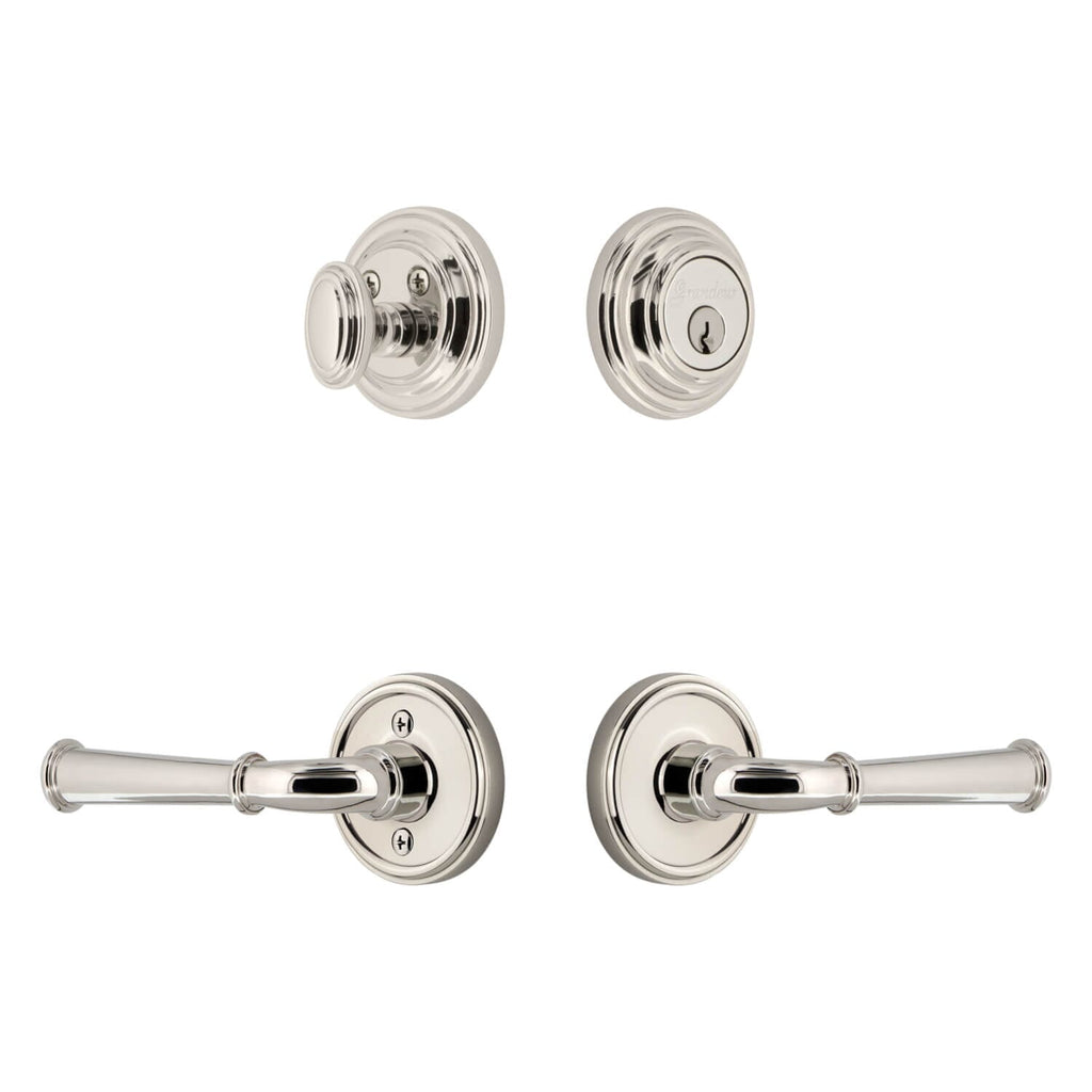 Georgetown Rosette Entry Set with Georgetown Lever in Polished Nickel