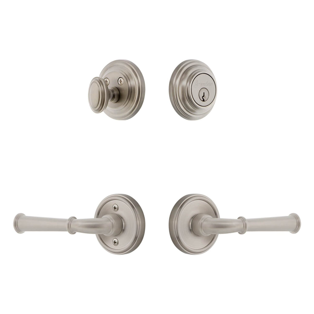 Georgetown Rosette Entry Set with Georgetown Lever in Satin Nickel