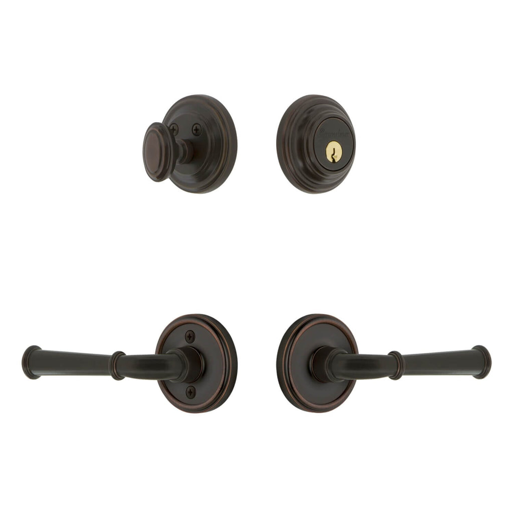 Georgetown Rosette Entry Set with Georgetown Lever in Timeless Bronze