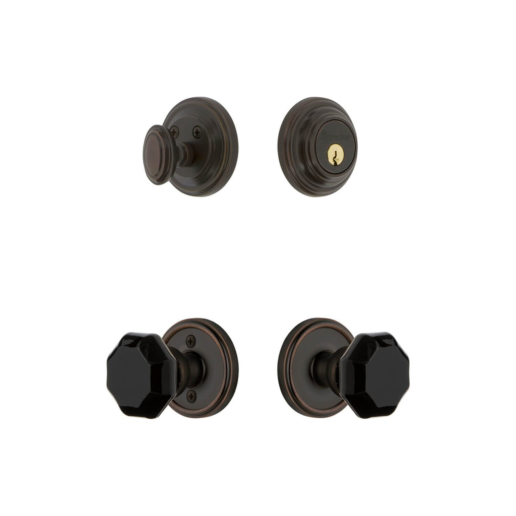 Georgetown Rosette Entry Set with Lyon Knob in Timeless Bronze