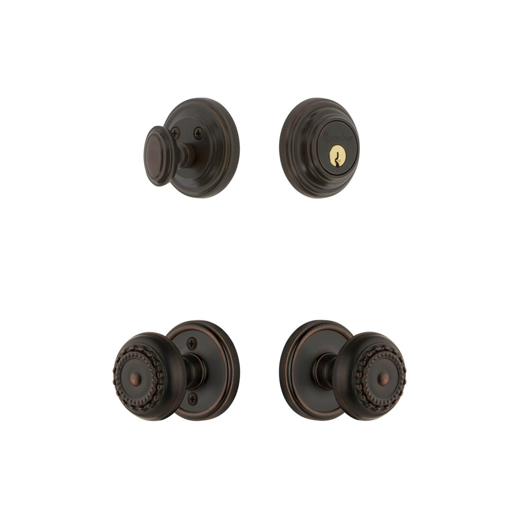 Georgetown Rosette Entry Set with Parthenon Knob in Timeless Bronze