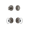 Georgetown Rosette Entry Set with Provence Crystal Knob in Antique Pewter