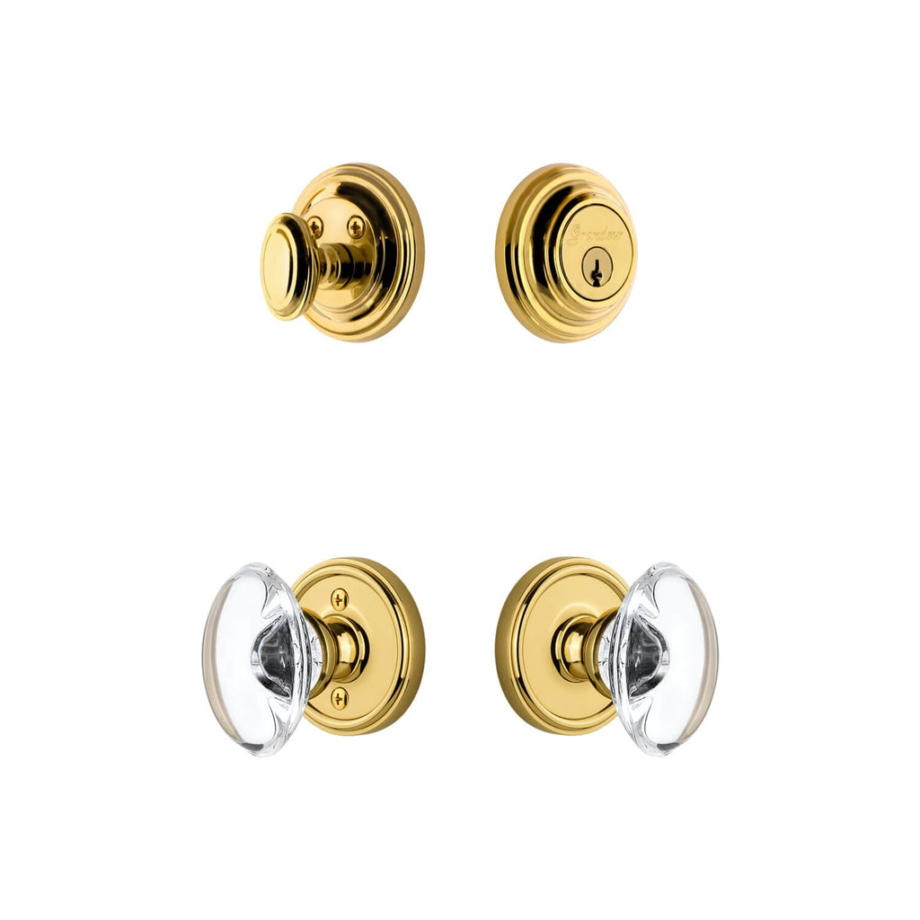 Georgetown Rosette Entry Set with Provence Crystal Knob in Lifetime Brass