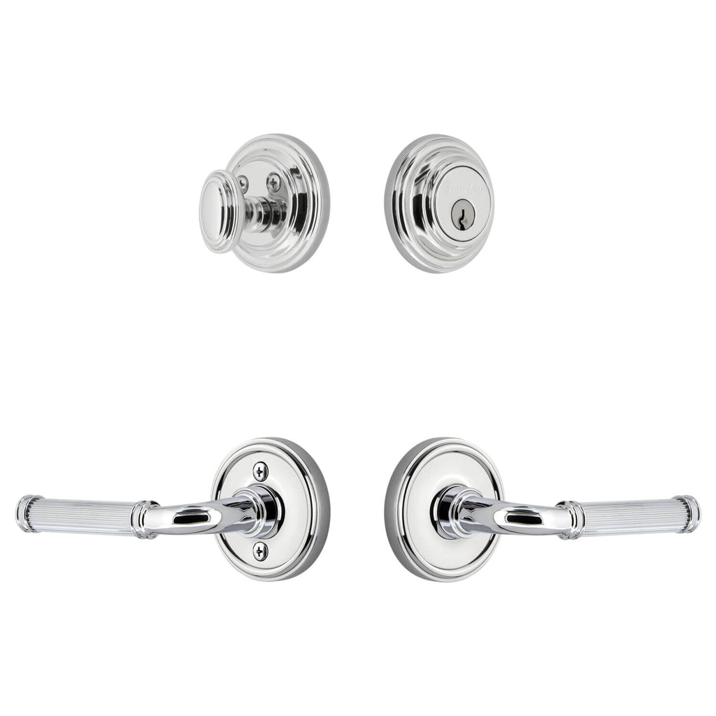 Georgetown Rosette Entry Set with Soleil Lever in Bright Chrome