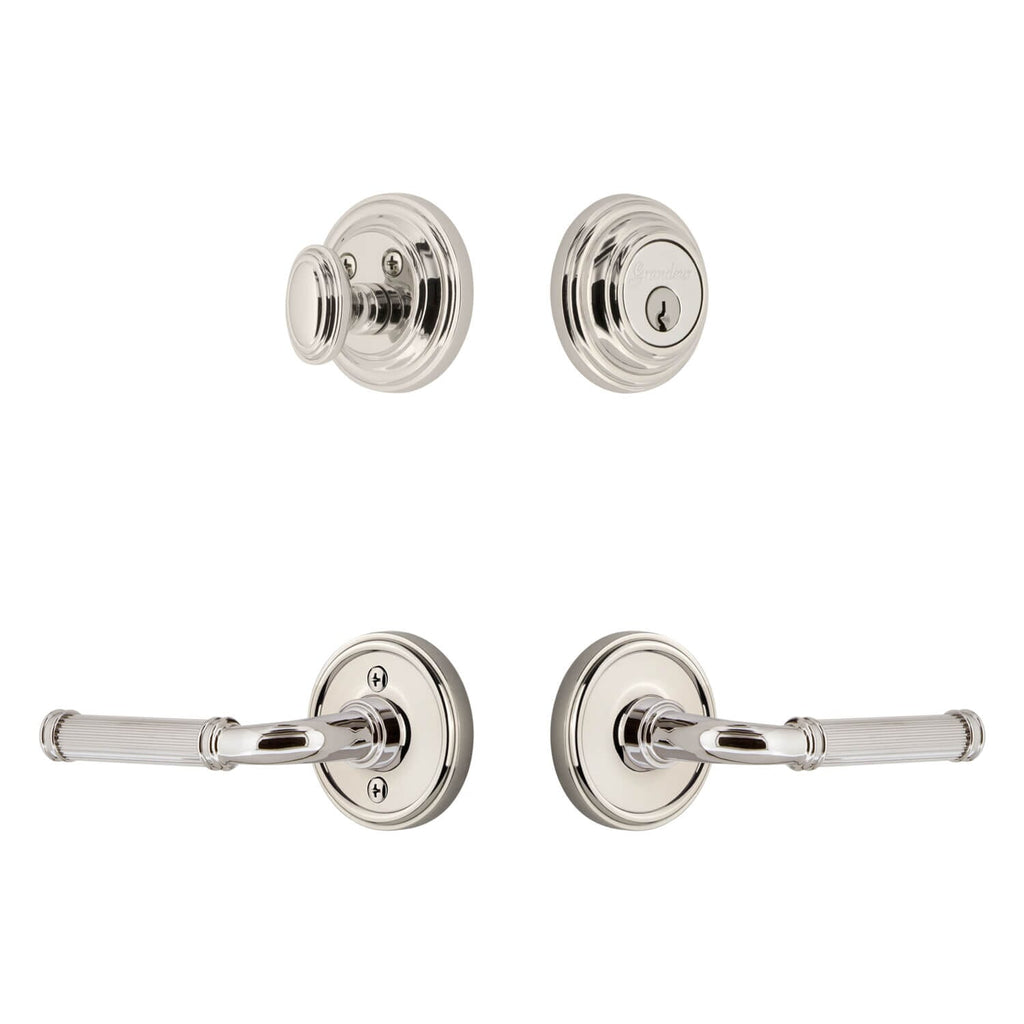 Georgetown Rosette Entry Set with Soleil Lever in Polished Nickel