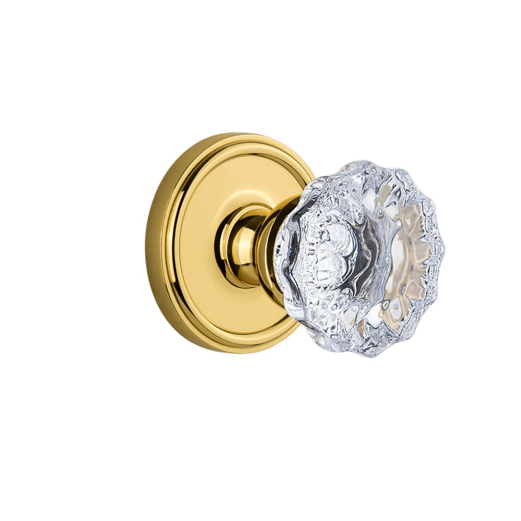 Georgetown Rosette with Fontainebleau Crystal Knob in Polished Brass