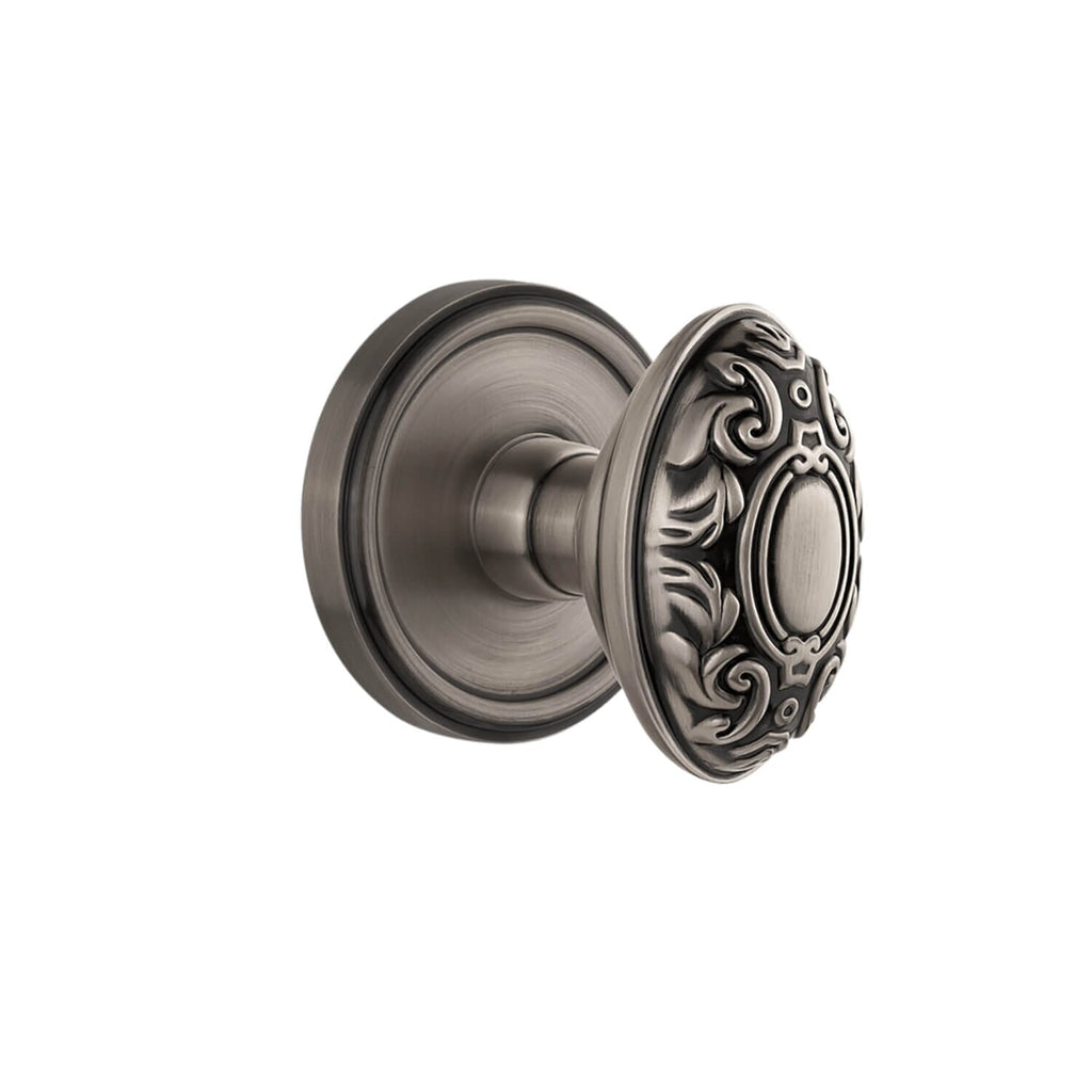 Georgetown Rosette with Grande Victorian Knob in Antique Pewter