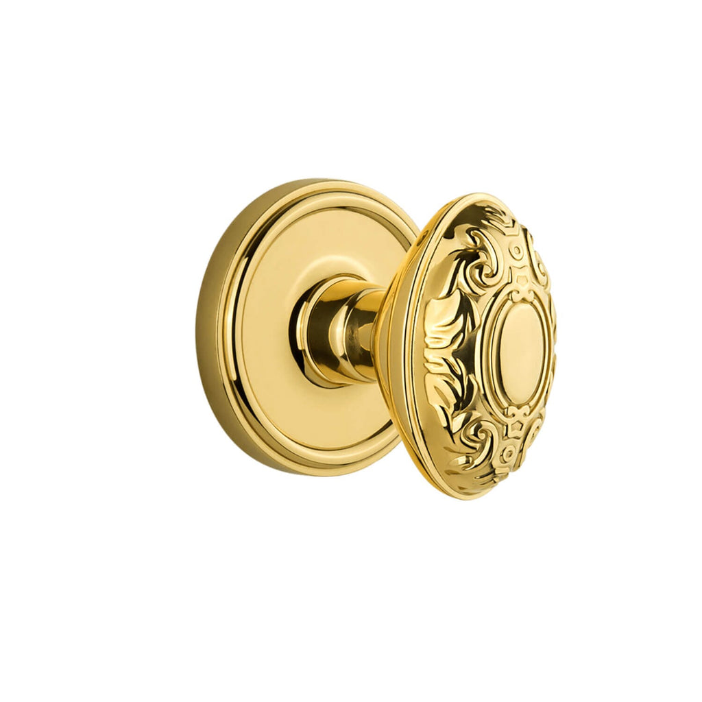 Georgetown Rosette with Grande Victorian Knob in Polished Brass