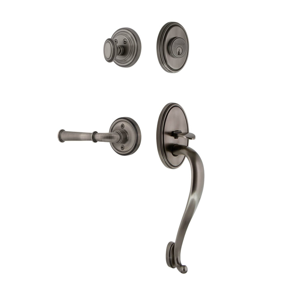Georgetown Rosette S Grip Entry Set Georgetown Lever in Antique Pewter