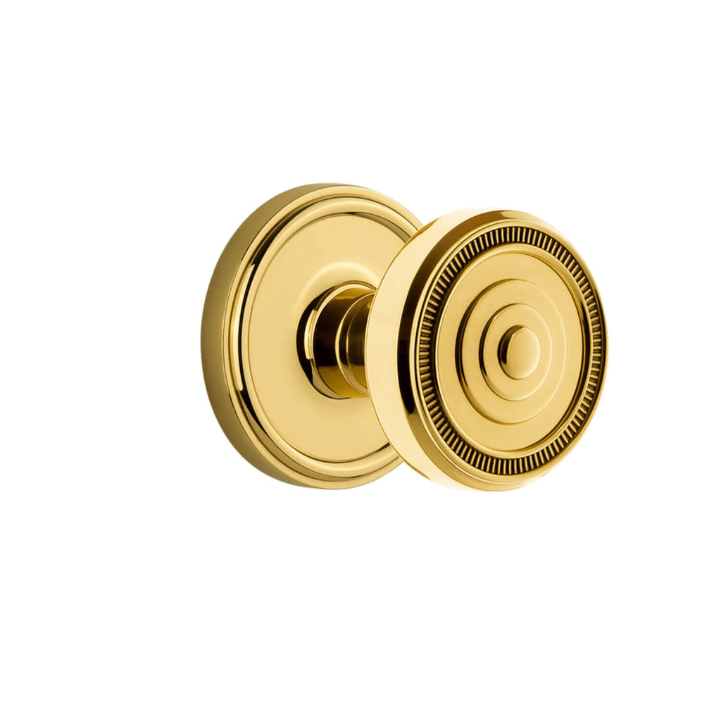 Georgetown Rosette with Soleil Knob in Polished Brass