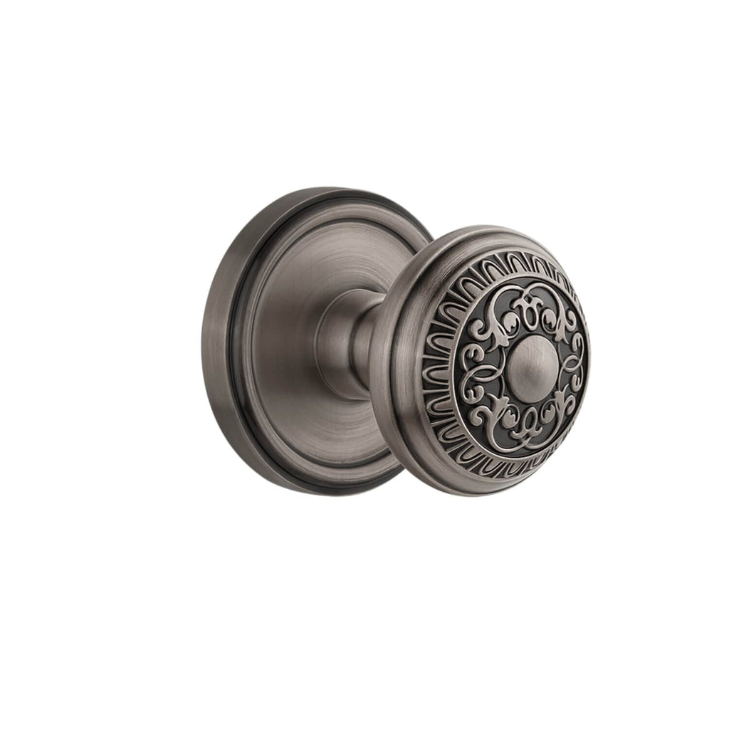 Georgetown Rosette with Windsor Knob in Antique Pewter