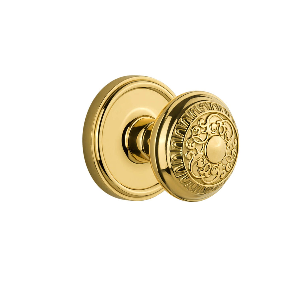 Georgetown Rosette with Windsor Knob in Polished Brass