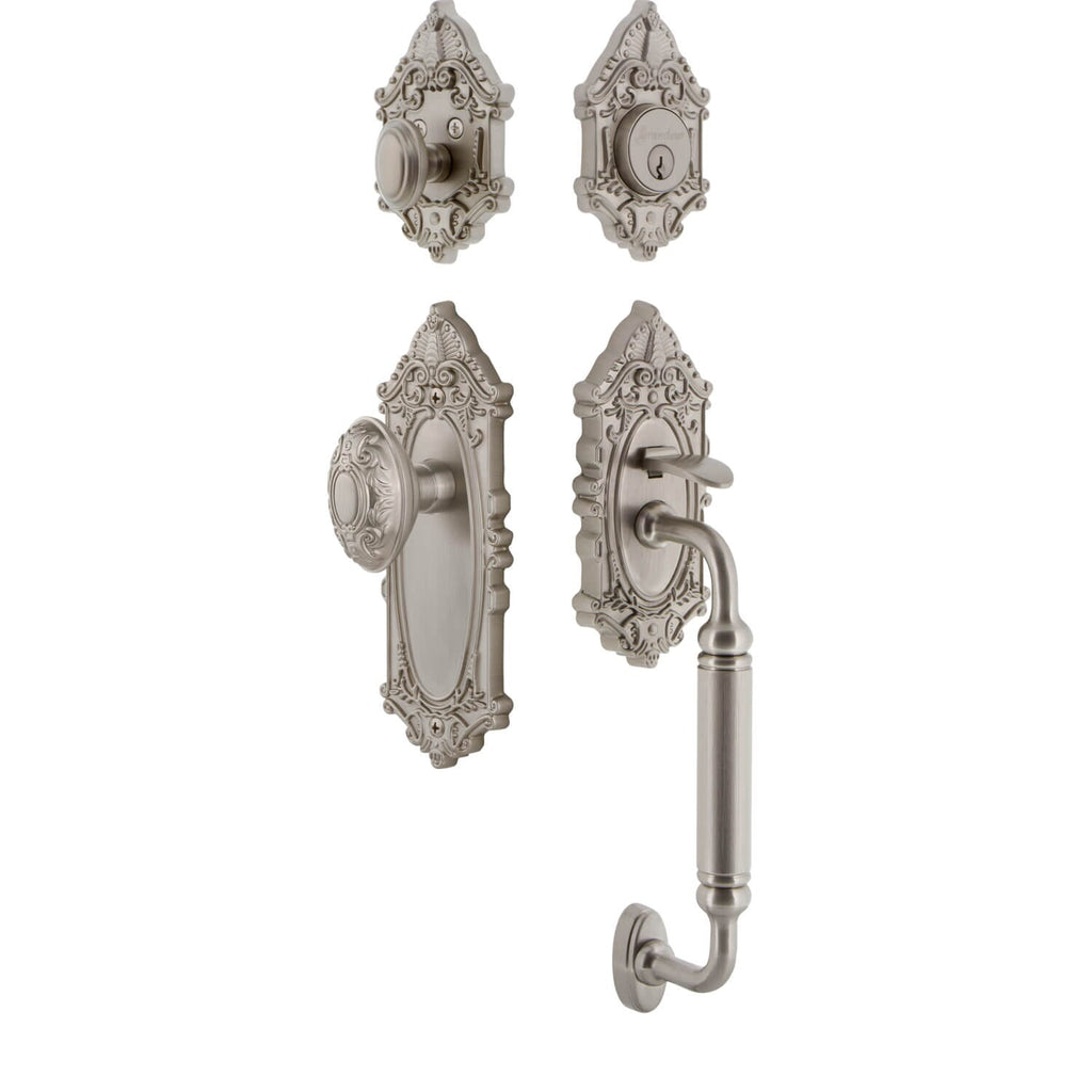 Grande Victorian Plate C Grip Entry Set Grande Victorian Knob in Satin Nickel