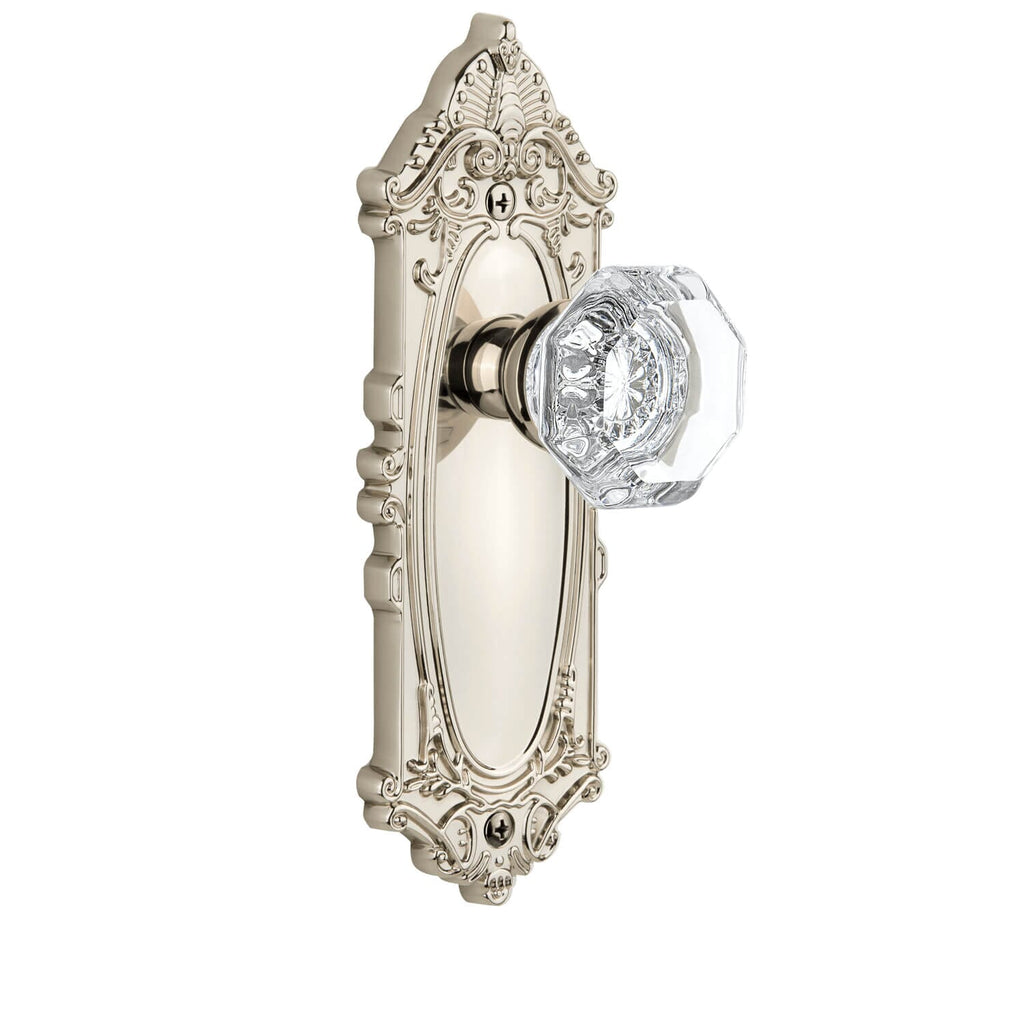 Grande Victorian Long Plate with Chambord Crystal Knob in Polished Nickel