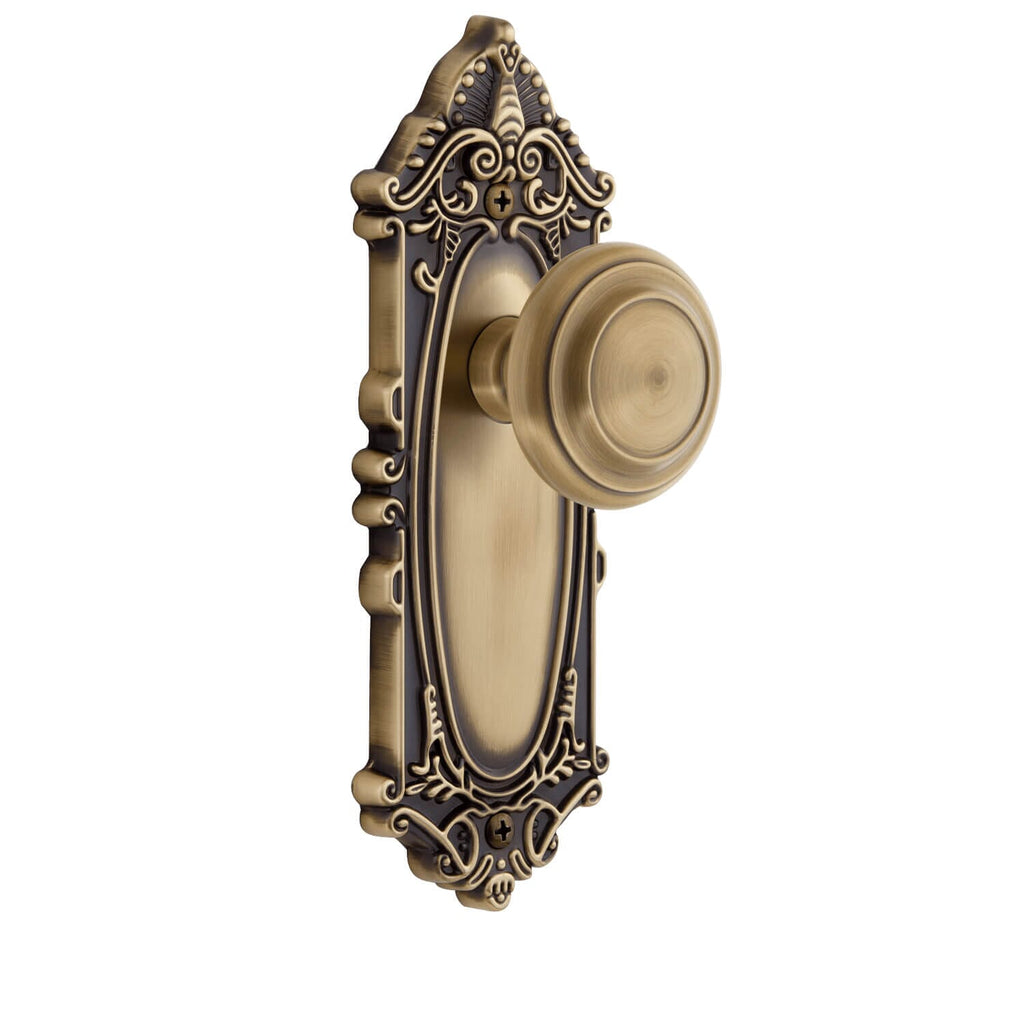 Grande Victorian Long Plate with Circulaire Knob in Vintage Brass