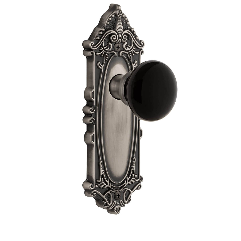 Grande Victorian Long Plate with Coventry Knob in Antique Pewter