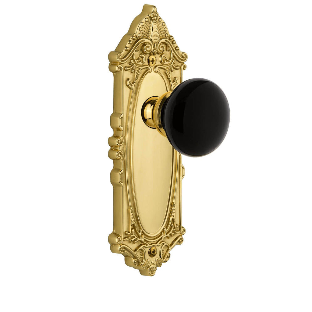 Grande Victorian Long Plate with Coventry Knob in Polished Brass