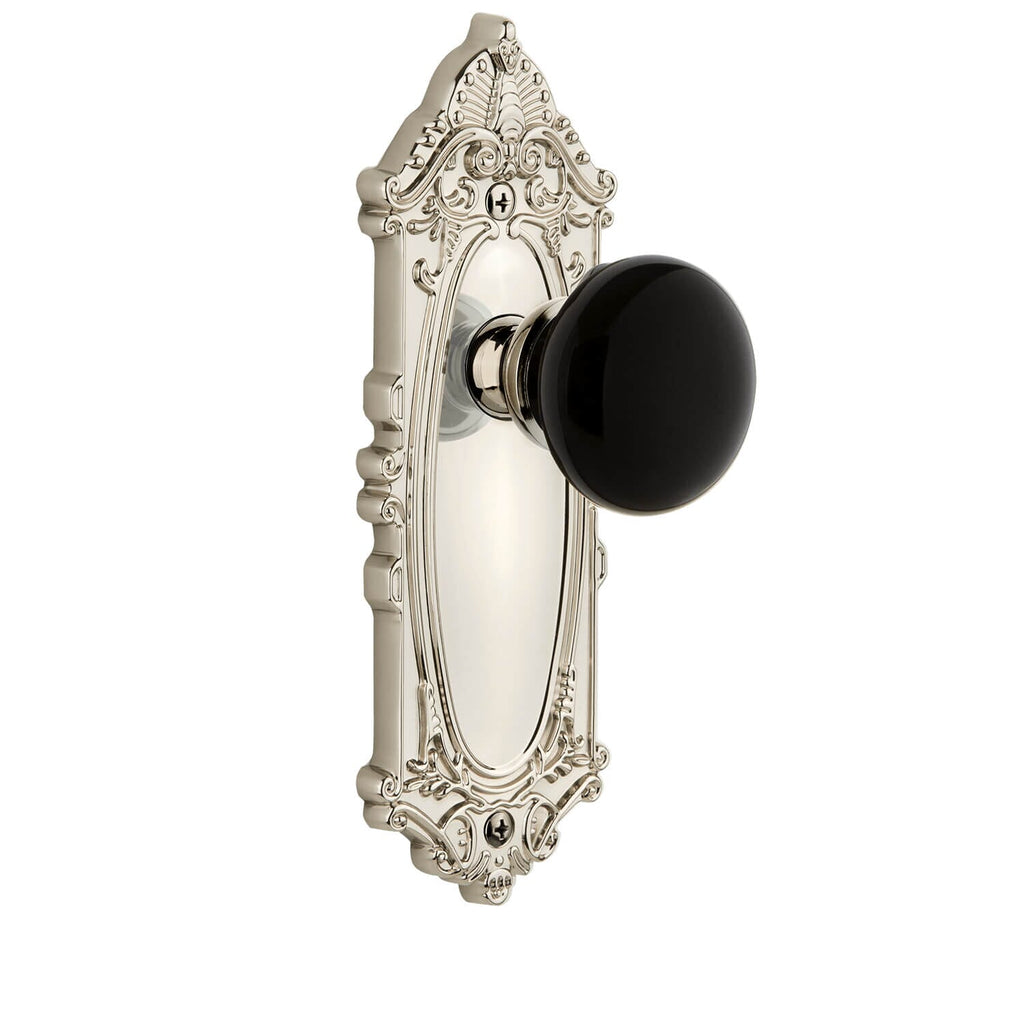 Grande Victorian Long Plate with Coventry Knob in Polished Nickel